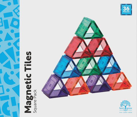 Learn and Grow Magnetic Tiles - Small Square Pack (36 Piece)