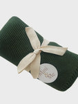 Mini & Me Cable Baby Blanket Forest Green