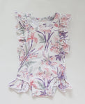 Maman Cotton Jersey Ruffle Romper Ava Floral Botanical Print
