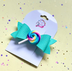 Sweet As Sugar Hair Bow - Teal Lollipop