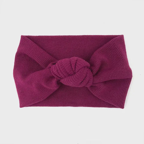 With Love For Kids Basics Ribbed Knot Headband - Eggplant