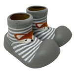 Rubber Soled Socks Grey Strip Fox