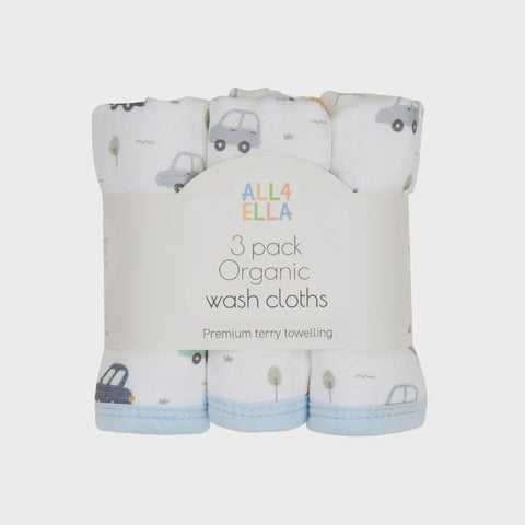 Organic wash cloths 3pk - Beep Beep