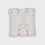 Organic wash cloths 3pk - Pink Petals
