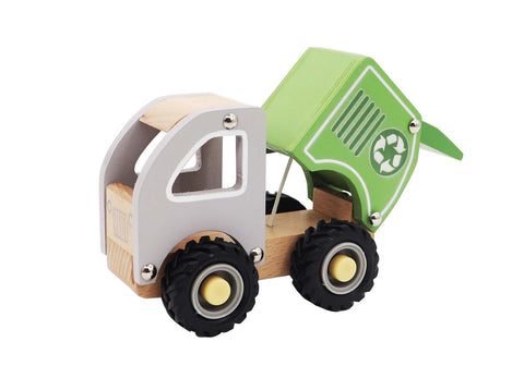 Wooden Garbage Truck with Rubber Wheels