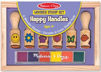 Melissa & Doug Wooden Stamp Set Happy Handles