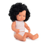 Miniland 38cm Caucasian Girl with Black Curly Hair
