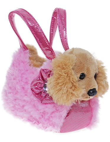 Fancy Pals Cocker Spaniel in Pink Fluffy Bag