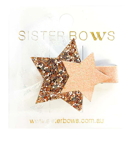 Sister Bows Hair Clip - Tulle Glitter Star