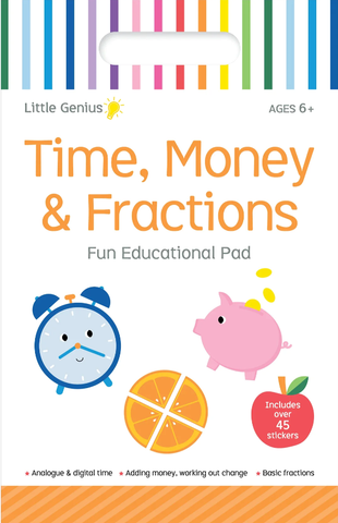 Time, Money & Fractions Fun Educational Pad