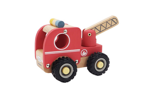 Wooden Fire Engine With Rubber Wheels